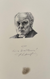 Grafický list s ocelotiskem portrétu Antonína Švehly